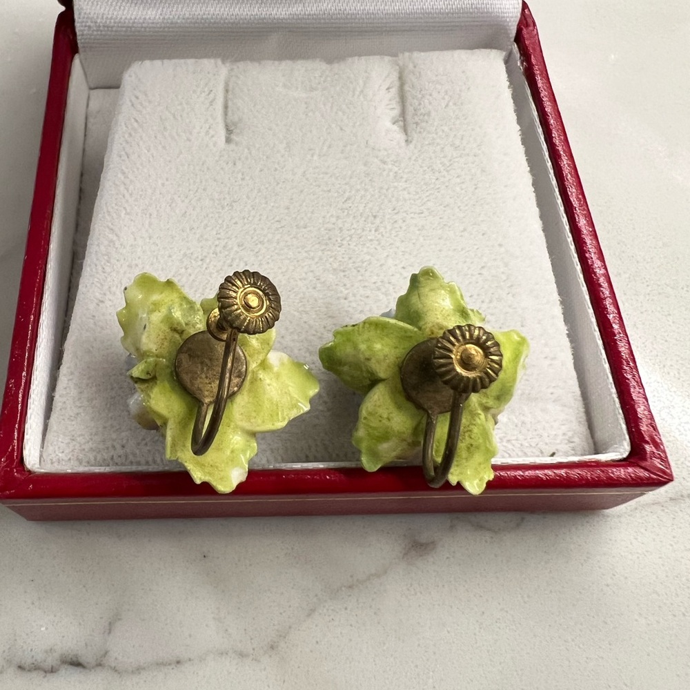 Royal Adderley Floral Bone China Brooch Pin And Earrings Jewelry Made in England - Picture 7 of 10